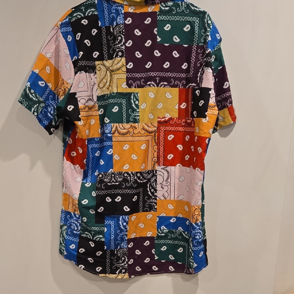Multicolor Patchwork Men's Shirt - Picture 3 of 3